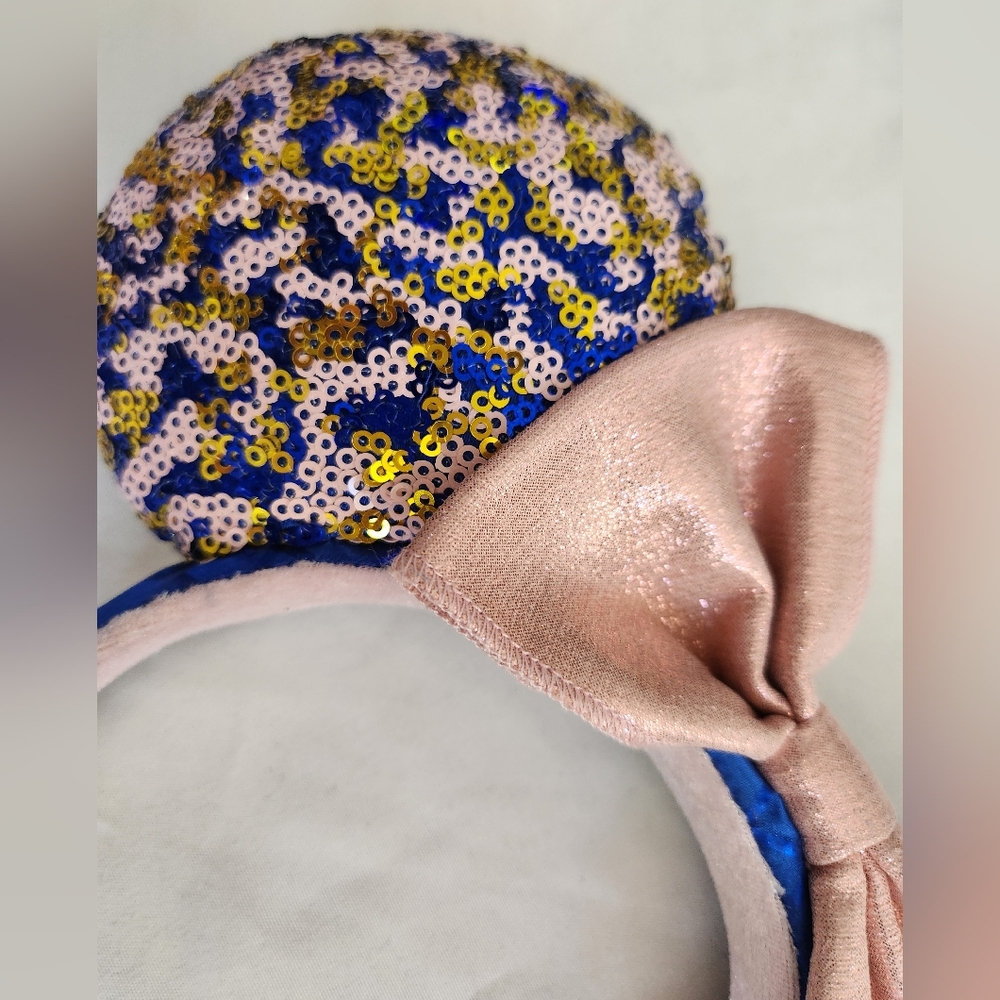 Disneyland Glimmering Sequined Minnie Mouse Ear Headband Pink & Royal Blue - Picture 2 of 4
